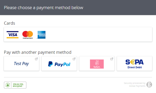 Payment Methods  Global Payments Developer Portal